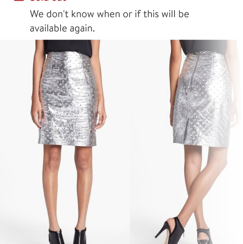 Milly metallic  edith studded leather skirt
